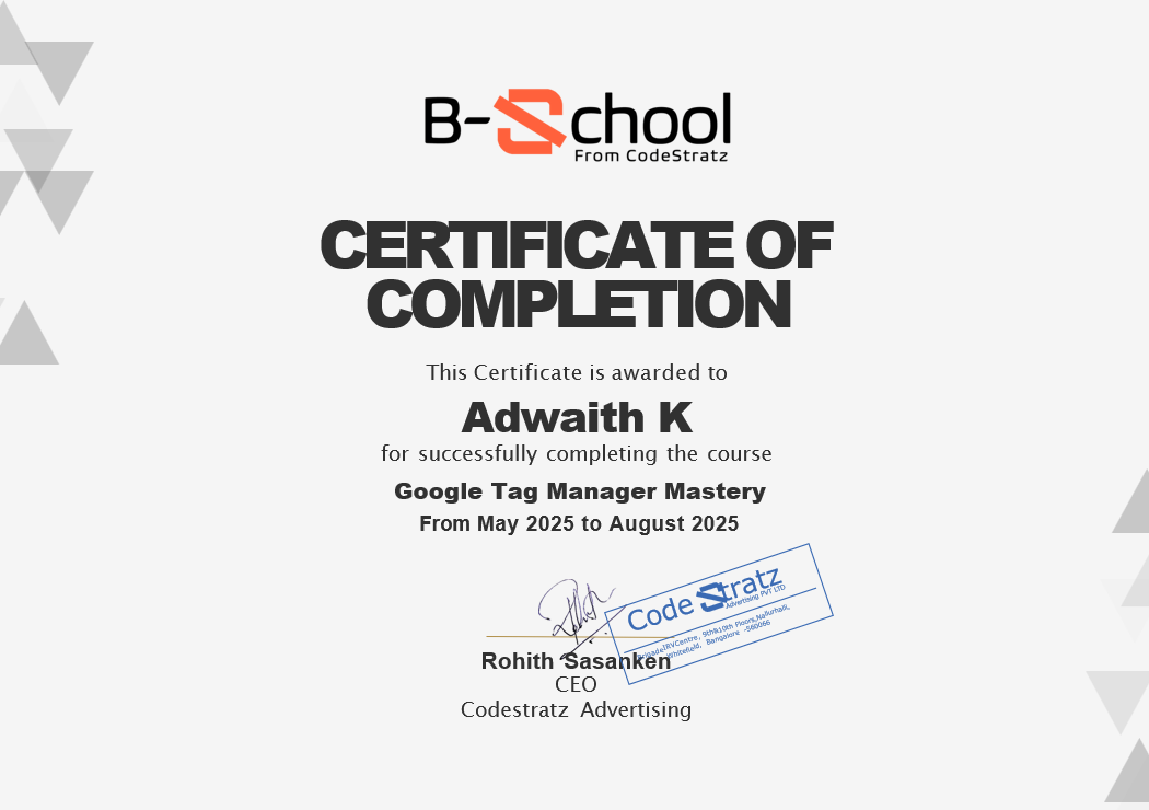 Online Google Tag Manager Mastery Certification