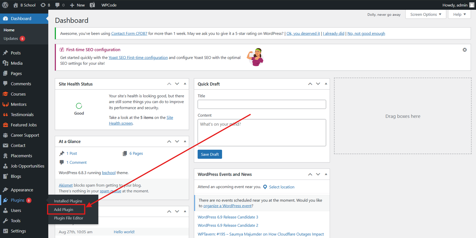 how to add a new plugin in a wordpress backend dashboard