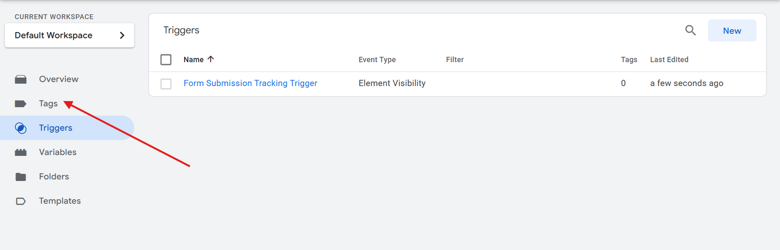 How to choose tag in a Google Tag manager Dashboard