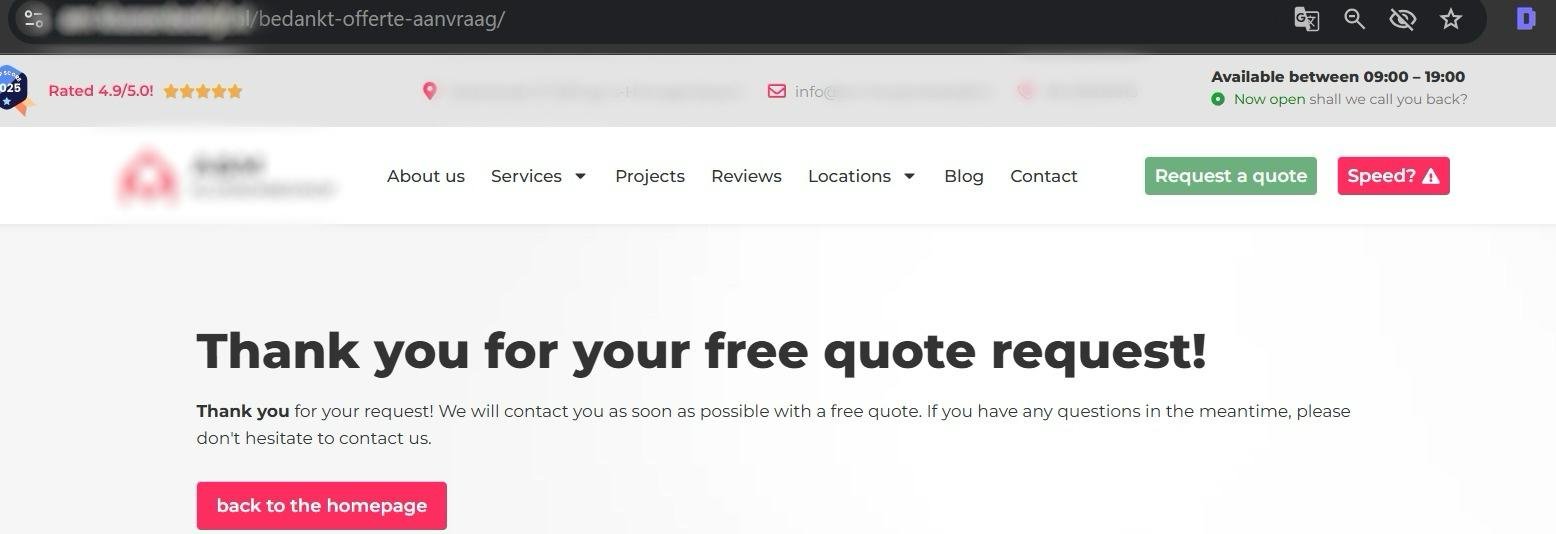 How will a landing Page after a form submission looks like 