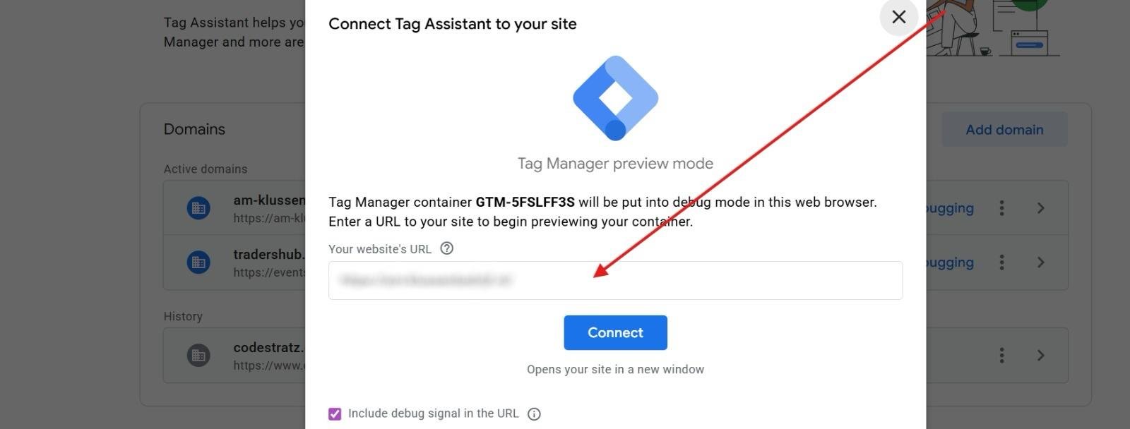 how to connect website in a google tag manager for preview mode