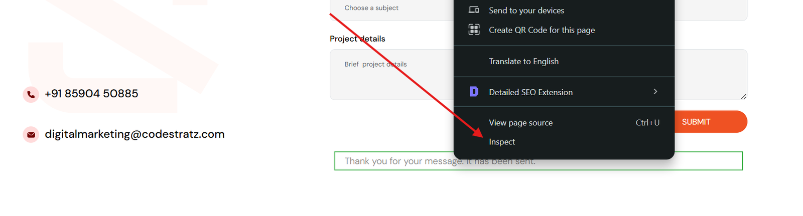 How to take Inspect mode from a form