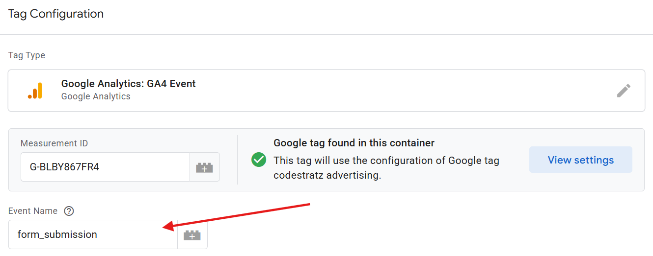 How to give a relevant event name while creating a tag for tracking in google tag manager